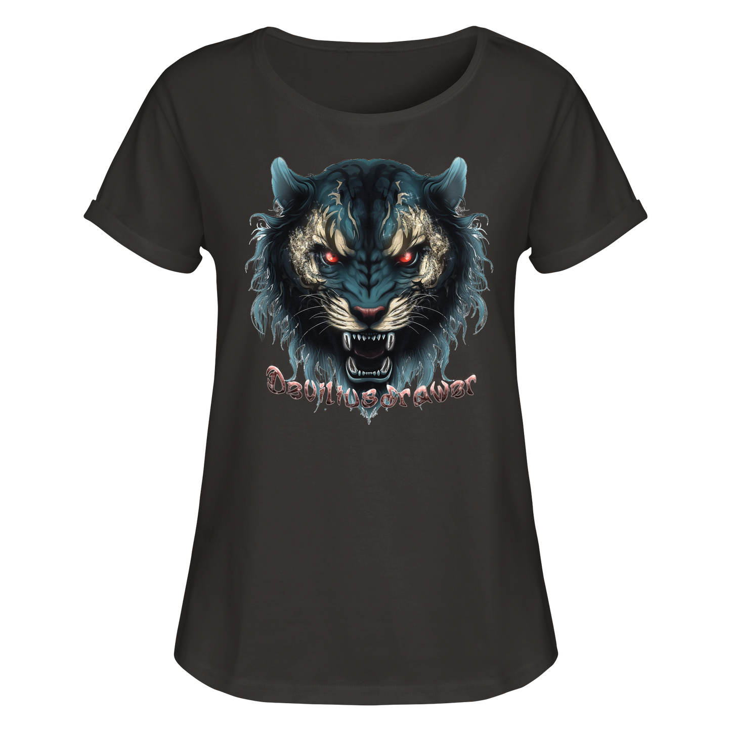 Deviliusdrawer Tigercat - Womens Roll-Up T-Shirt