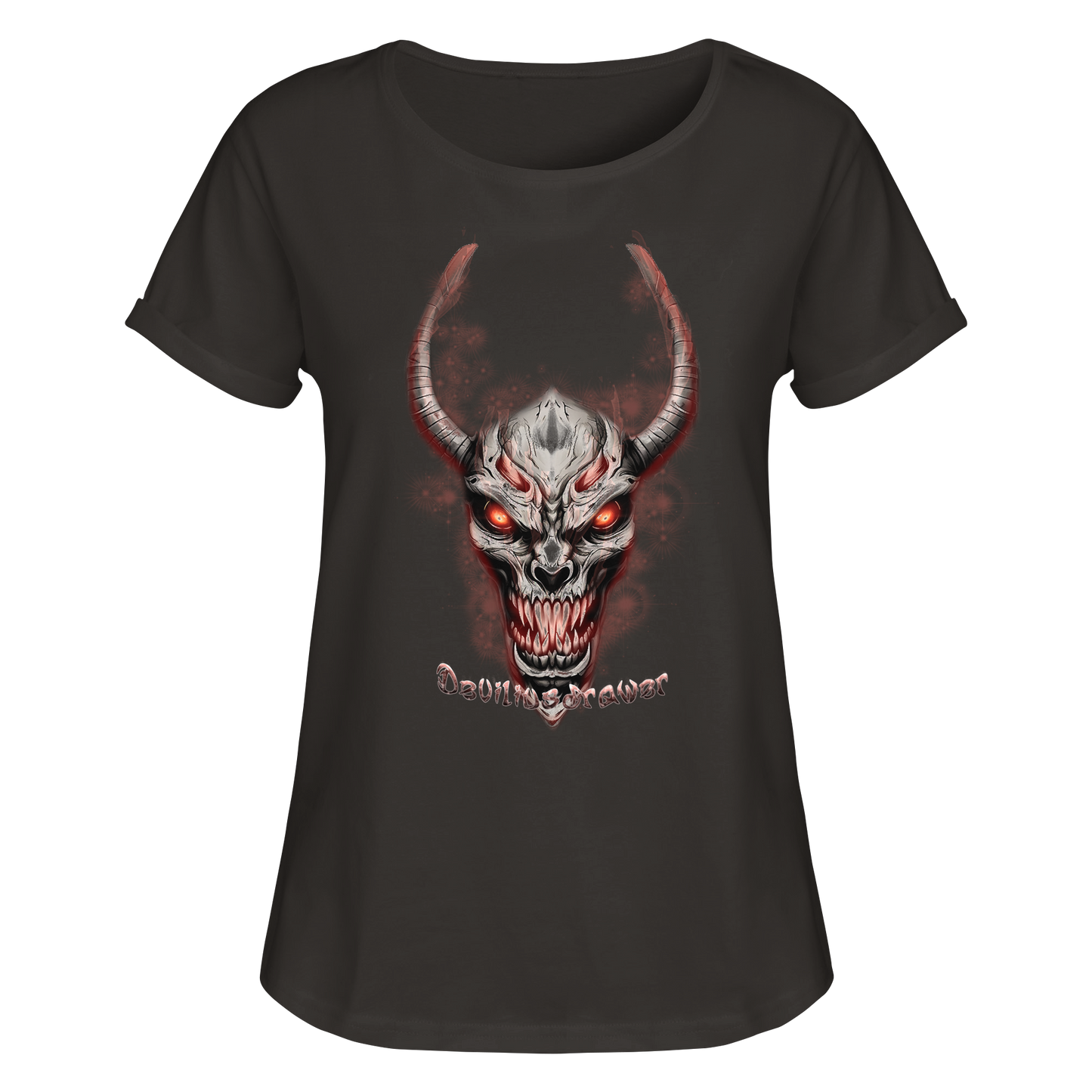 Deviliusdrawer Red Eyed Skeleton - Womens Roll-Up T-Shirt
