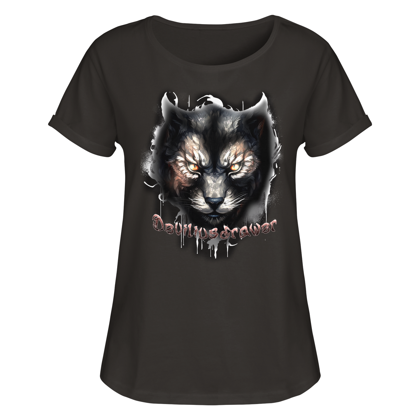 Deviliusdrawer Vampire Cat - Womens Roll-Up T-Shirt