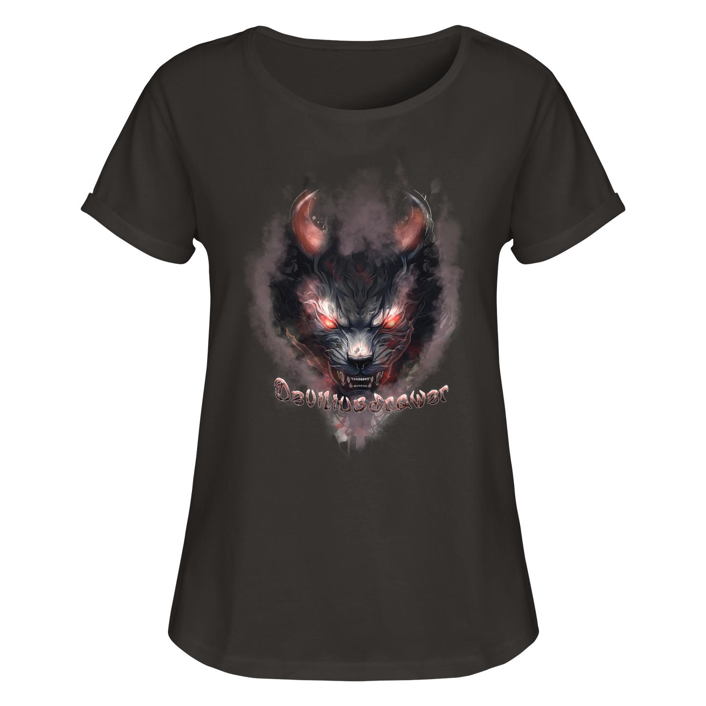 Deviliusdrawer Red Smoked Cat - Womens Roll-Up T-Shirt