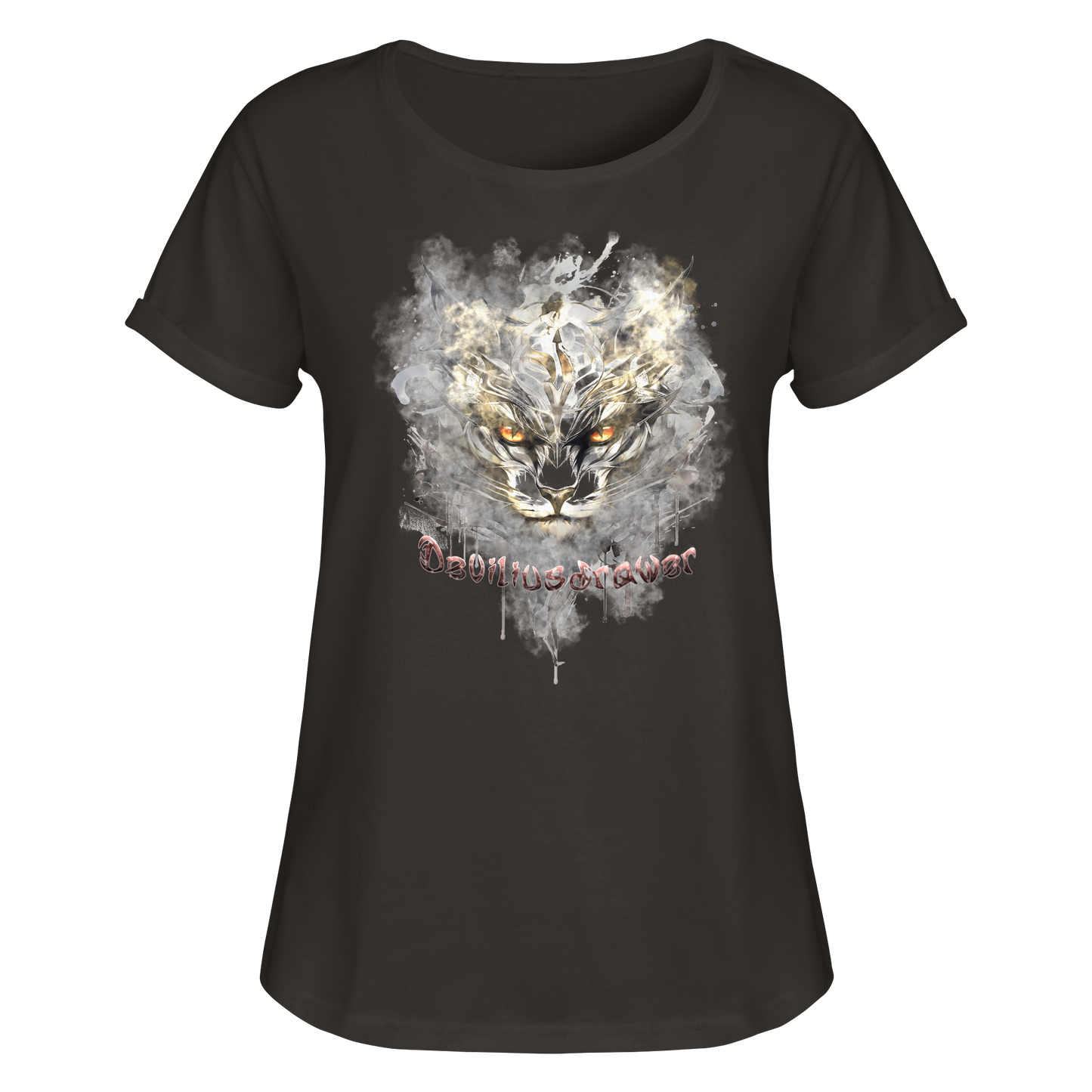 Deviliusdrawer White Catgod - Womens Roll-Up T-Shirt