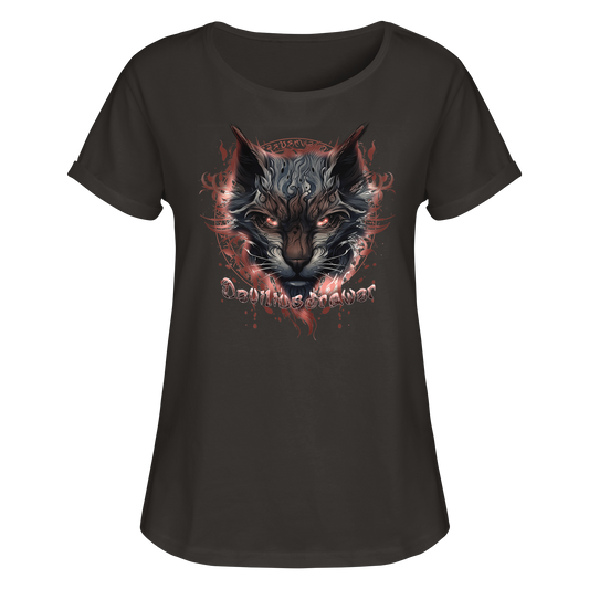 Deviliusdrawer Devil Cat - Womens Roll-Up T-Shirt