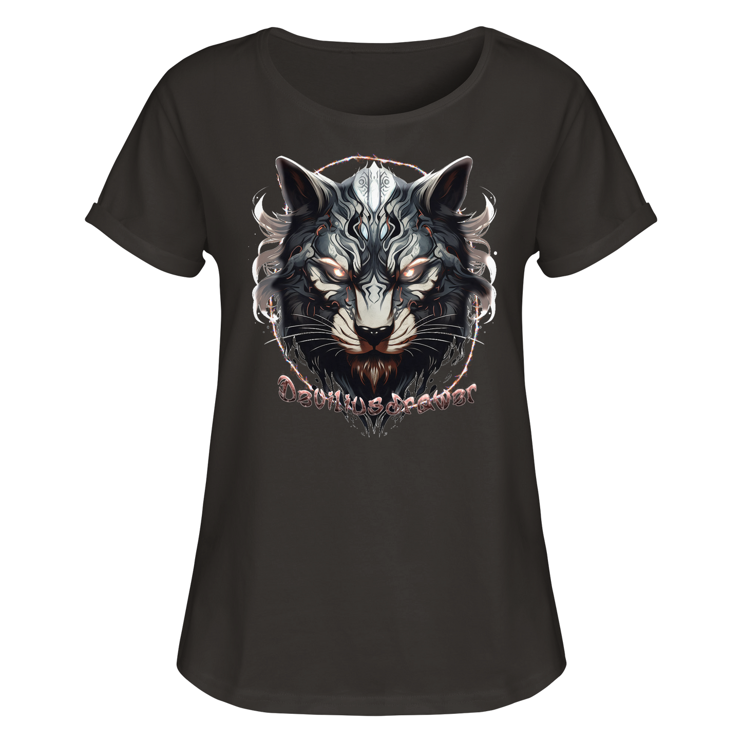 Deviliusdrawer Wolfcat - Womens Roll-Up T-Shirt