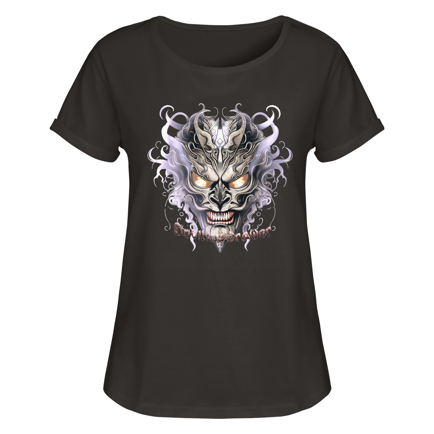 Deviliusdrawer Demon Mask Violet - Womens Roll-Up T-Shirt