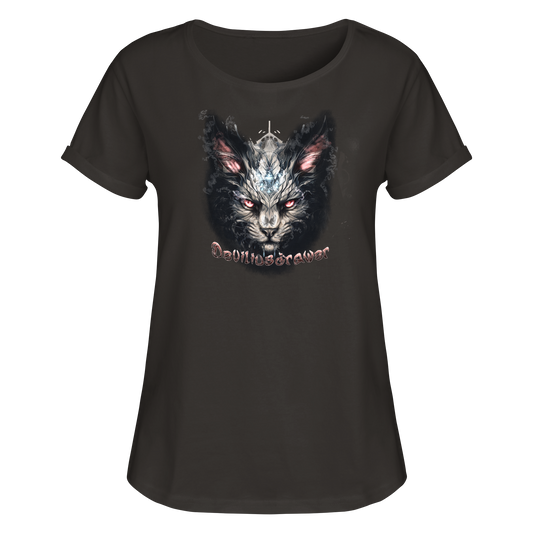 Deviliusdrawer Myshtical Redeyed Cat - Womens Roll-Up T-Shirt