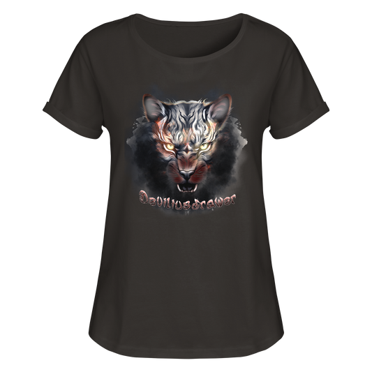 Deviliusdrawer Smoke Tiger - Womens Roll-Up T-Shirt