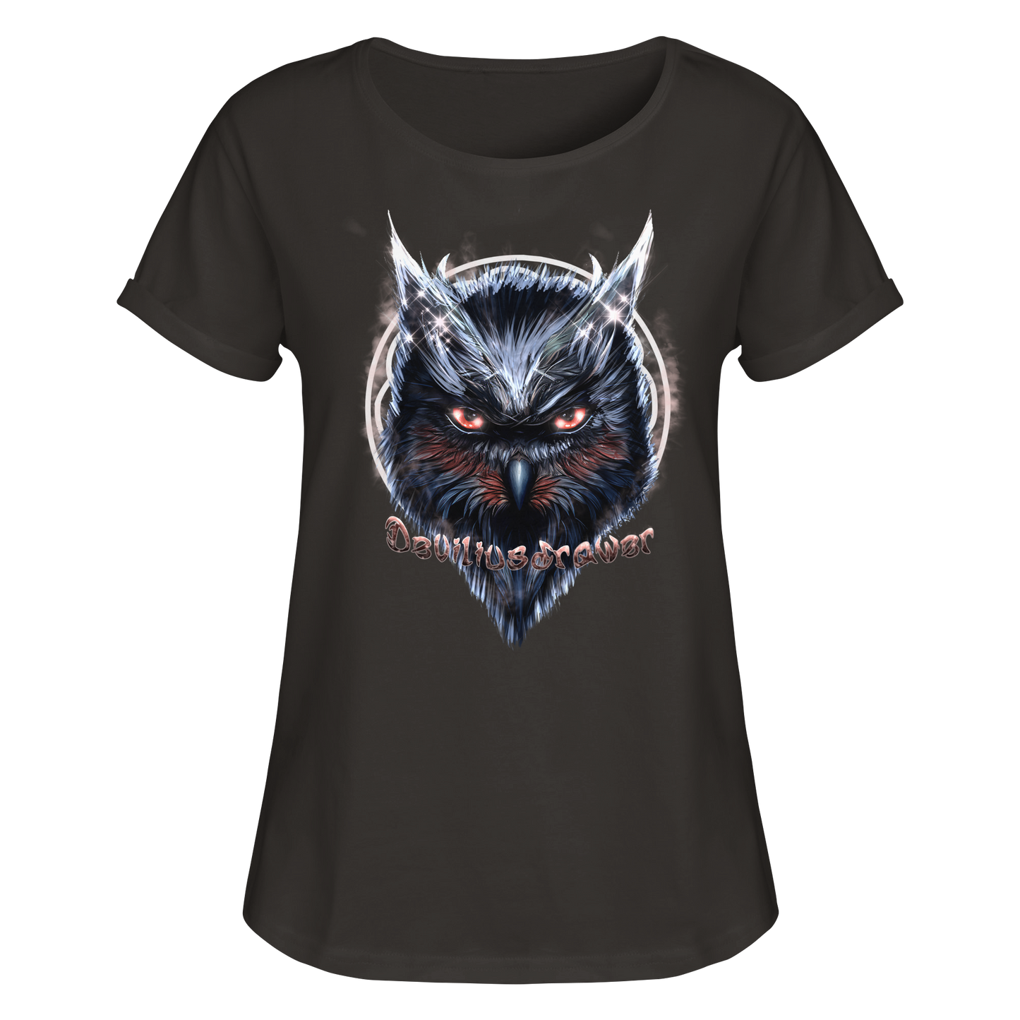 Deviliusdrawer Fire Owl - Womens Roll-Up T-Shirt