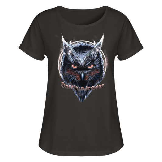 Deviliusdrawer Fire Owl - Womens Roll-Up T-Shirt