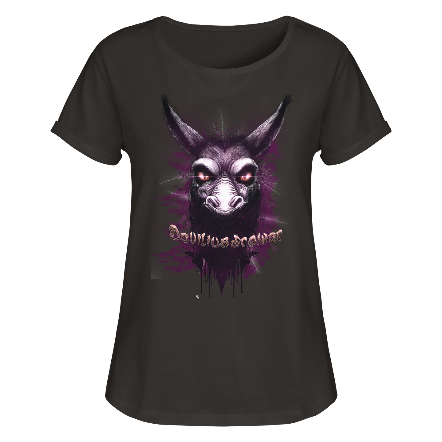 Deviliusdrawer Purple Donkey - Womens Roll-Up T-Shirt