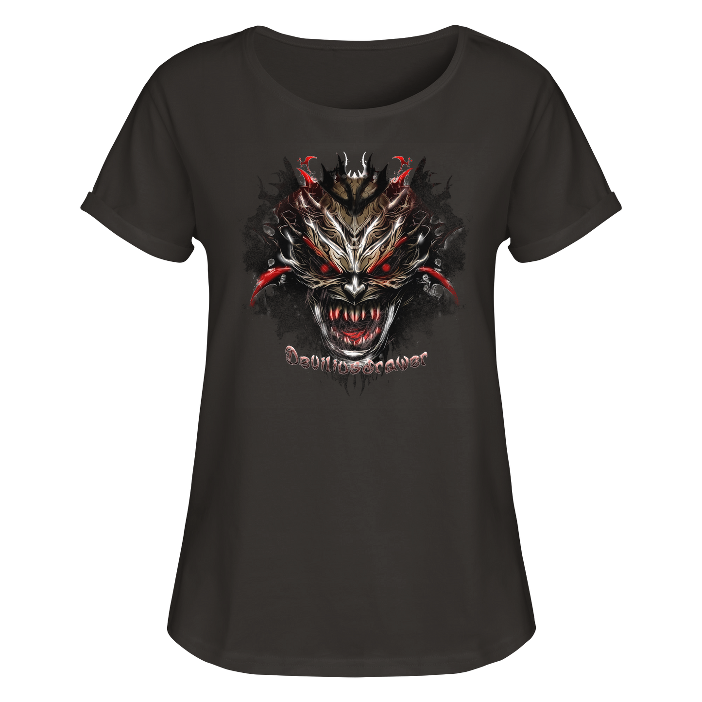 Deviliusdrawer Dark Redeyed Devil - Womens Roll-Up T-Shirt
