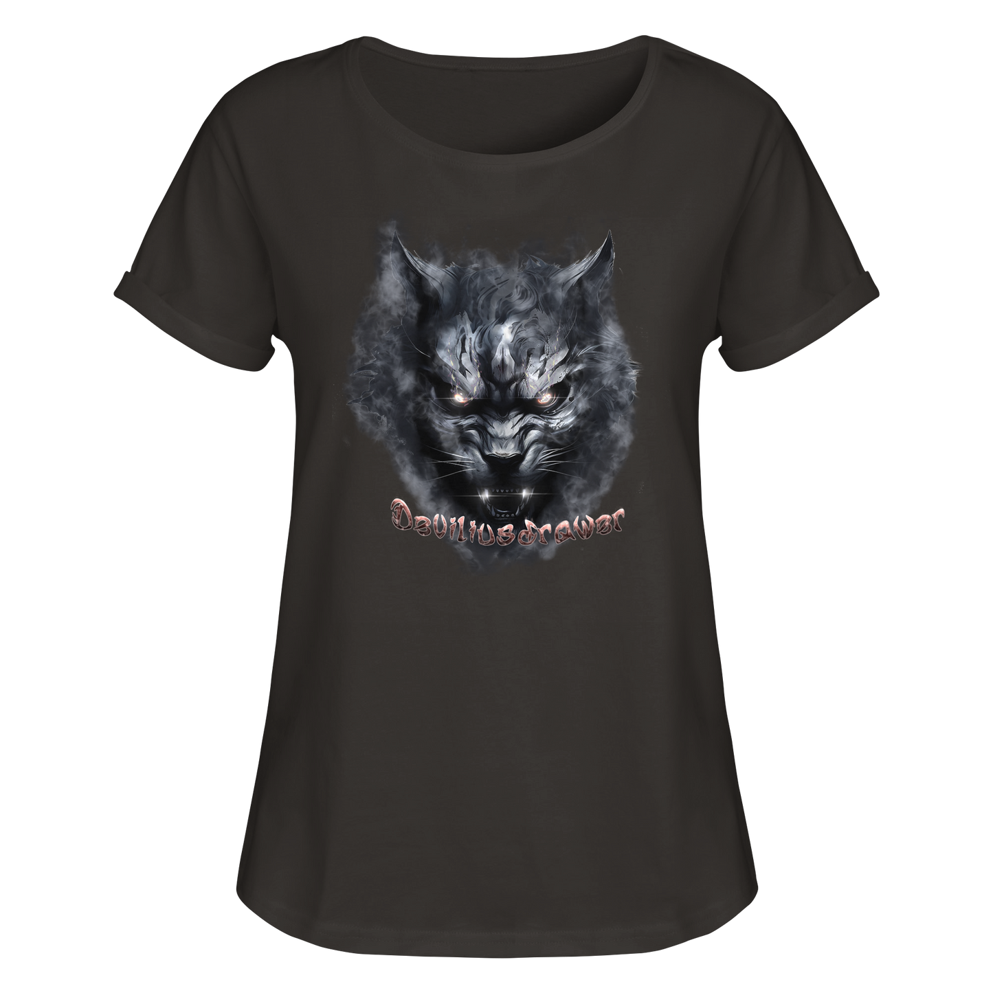 Deviliusdrawer Dark Beast Tiger  - Womens Roll-Up T-Shirt