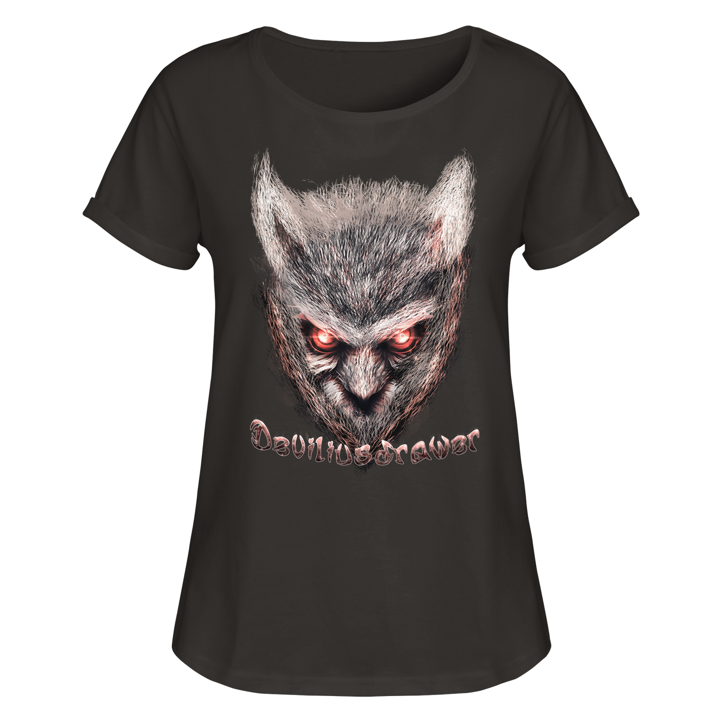 Deviliusdrawer Red Eyed Owl - Womens Roll-Up T-Shirt