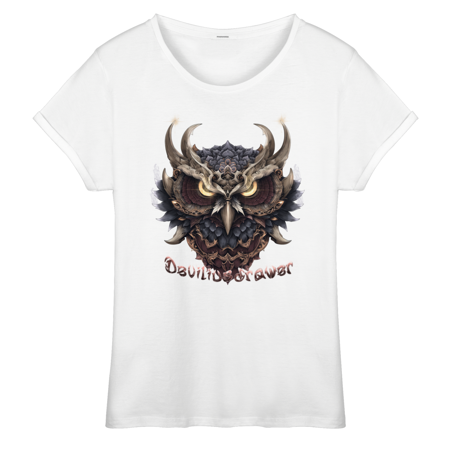 Deviliusdrawer Golden Owl - Womens Roll-Up T-Shirt