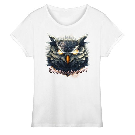 Deviliusdrawer Dark Fire Owl - Womens Roll-Up T-Shirt
