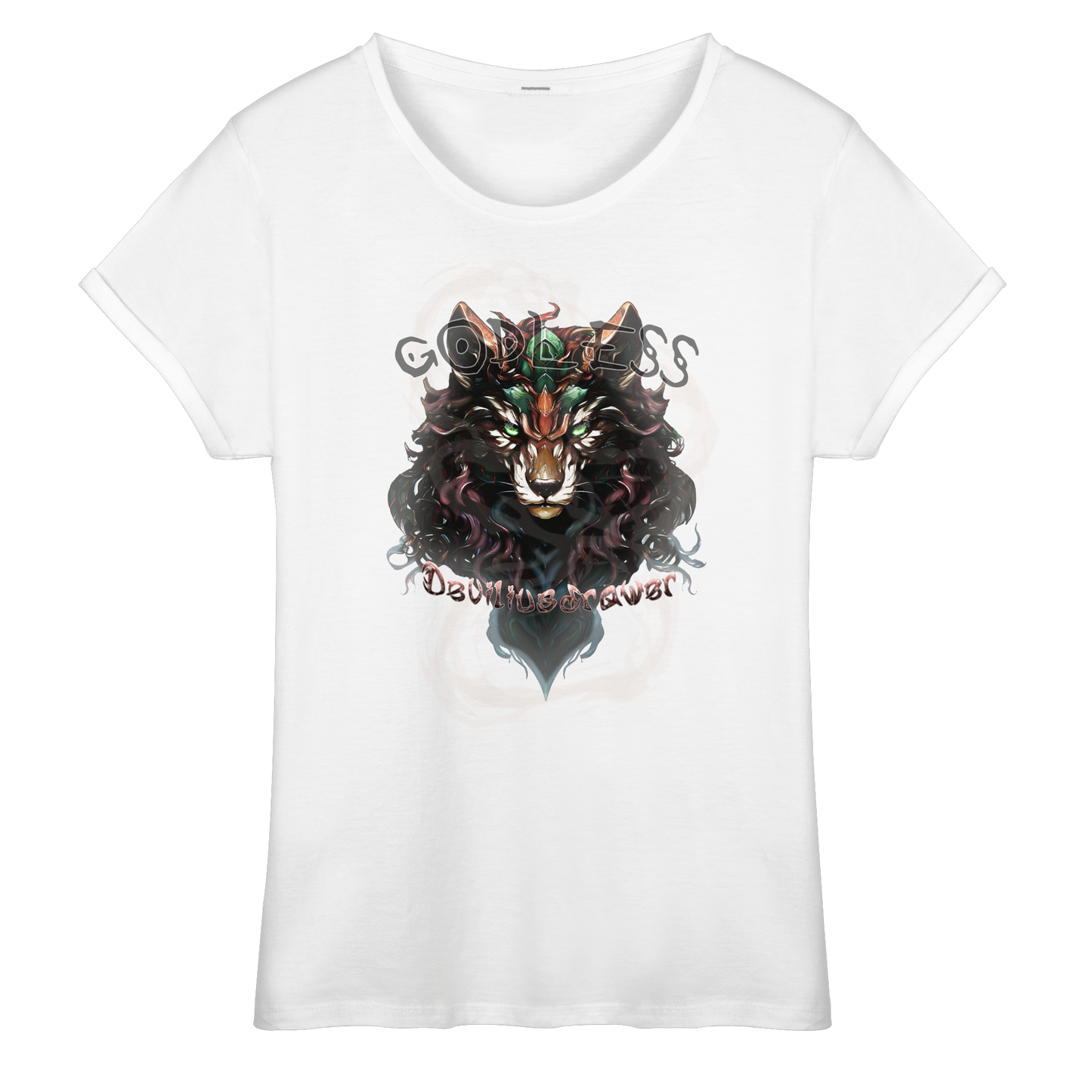 Deviliusdrawer Godless Wolf - Womens Roll-Up T-Shirt