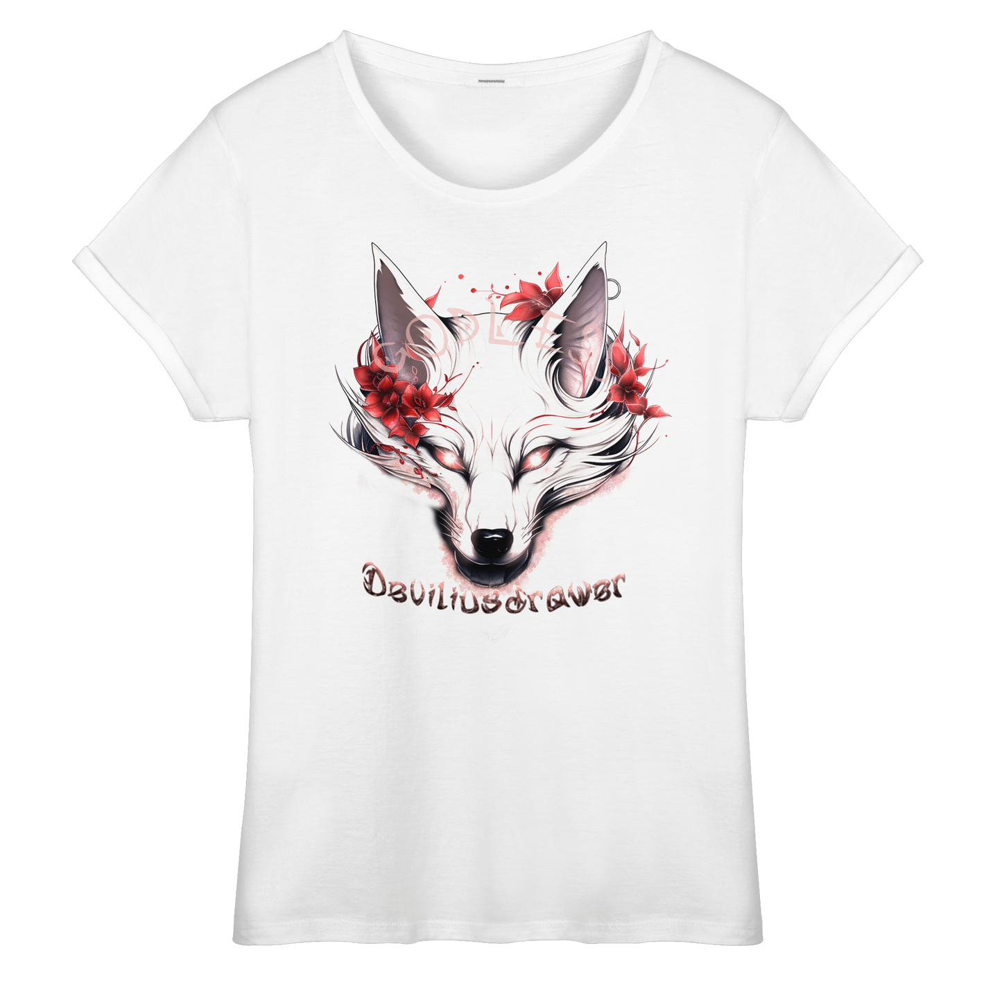 Deviliusdrawer Kitsune Wolf - Womens Roll-Up T-Shirt