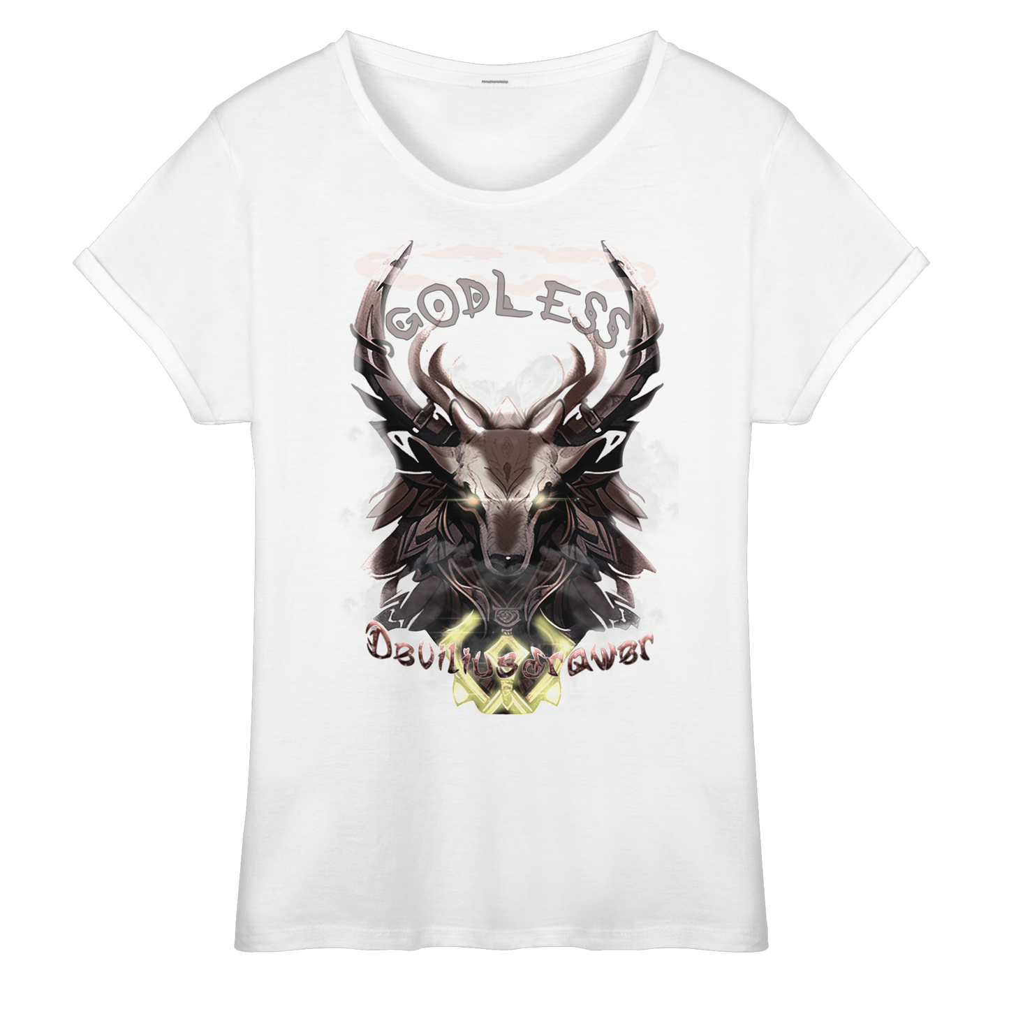Deviliusdrawer Godless Deer - Womens Roll-Up T-Shirt