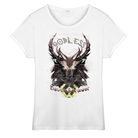 Deviliusdrawer Godless Deer - Womens Roll-Up T-Shirt