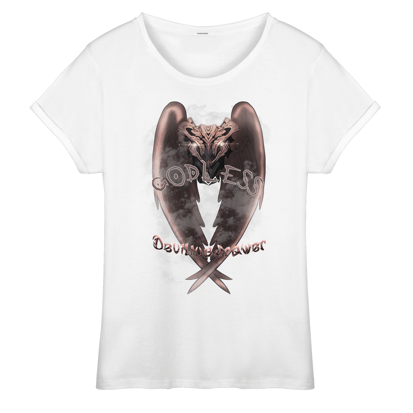 Deviliusdrawer Godless Owl - Womens Roll-Up T-Shirt