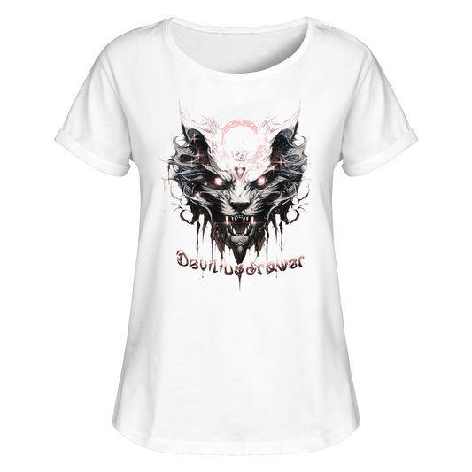 Deviliusdrawer Demonic Glow Cat - Womens Roll-Up T-Shirt