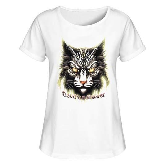 Deviliusdrawer Golden Cat - Womens Roll-Up T-Shirt