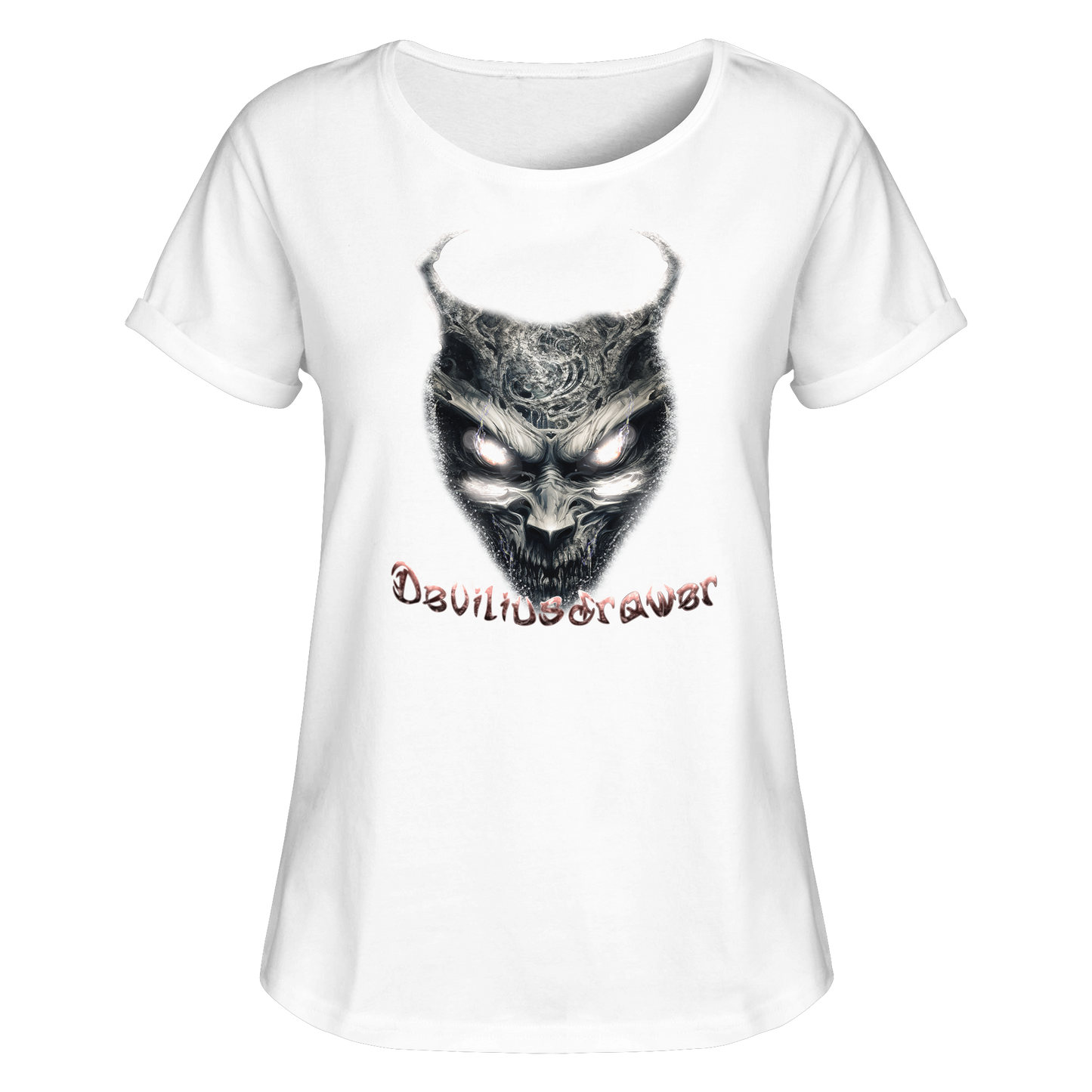Deviliusdrawer Demonic Evil Zombie - Womens Roll-Up T-Shirt