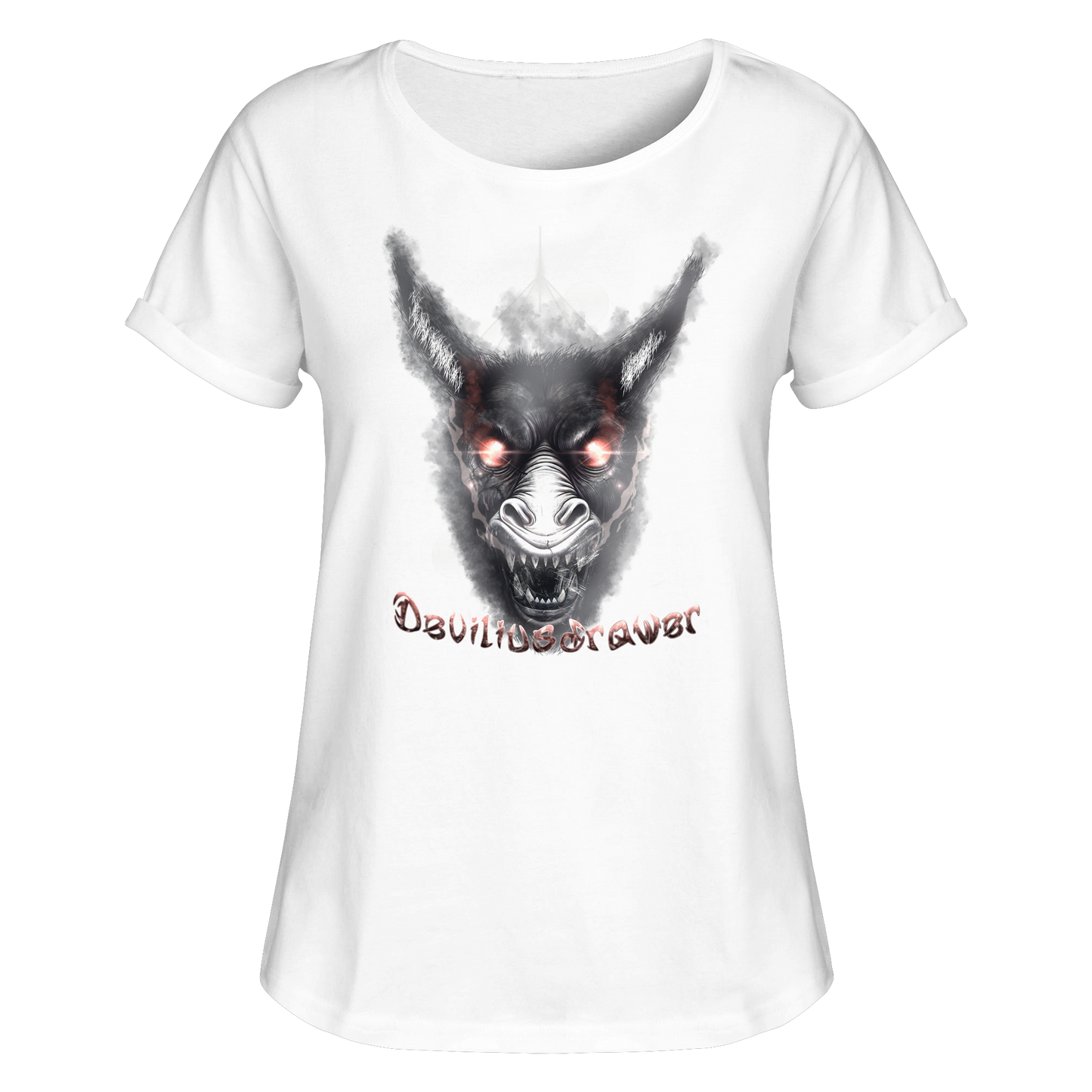Deviliusdrawer Evil Donkey - Womens Roll-Up T-Shirt