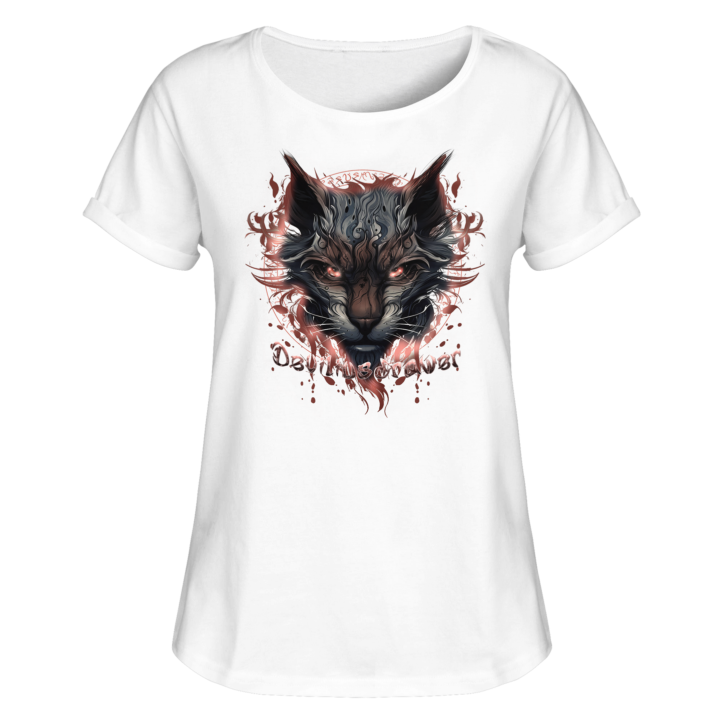 Deviliusdrawer Devil Cat - Womens Roll-Up T-Shirt