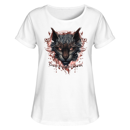 Deviliusdrawer Devil Cat - Womens Roll-Up T-Shirt