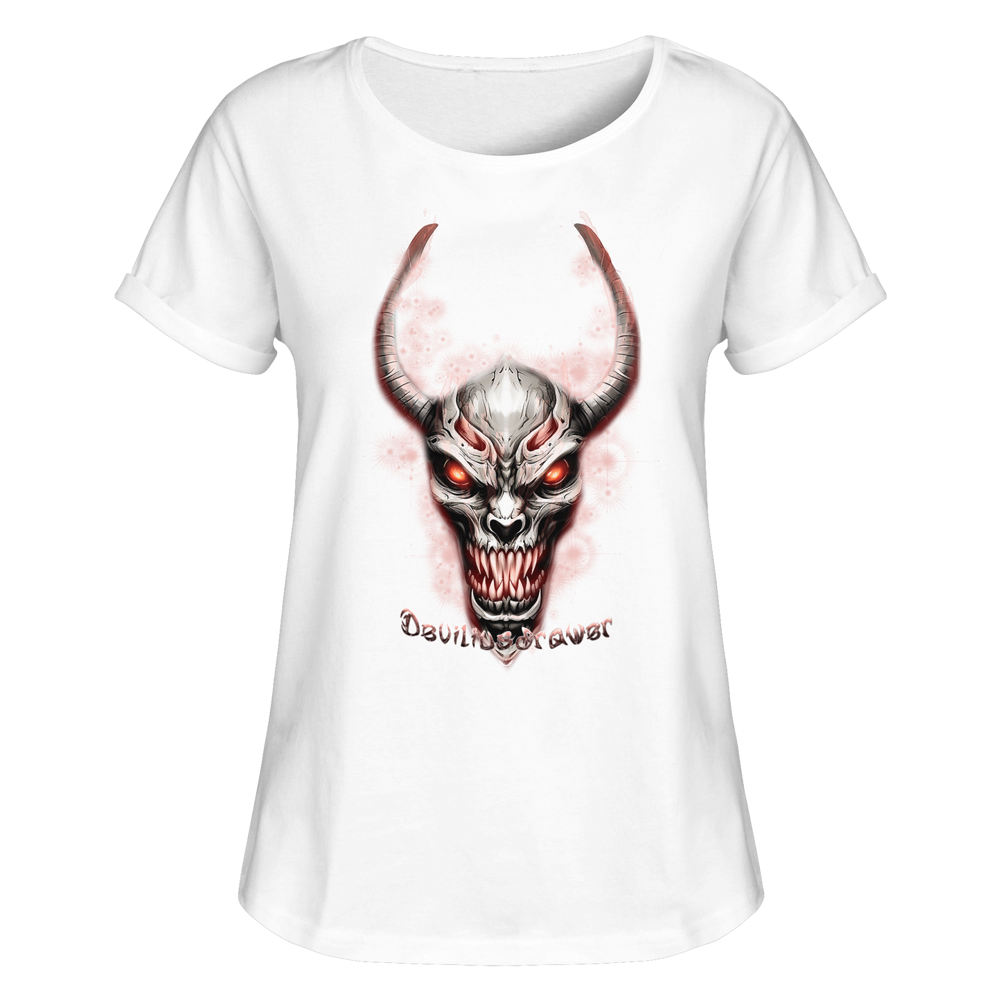 Deviliusdrawer Red Eyed Skeleton - Womens Roll-Up T-Shirt