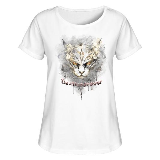 Deviliusdrawer White Catgod - Womens Roll-Up T-Shirt