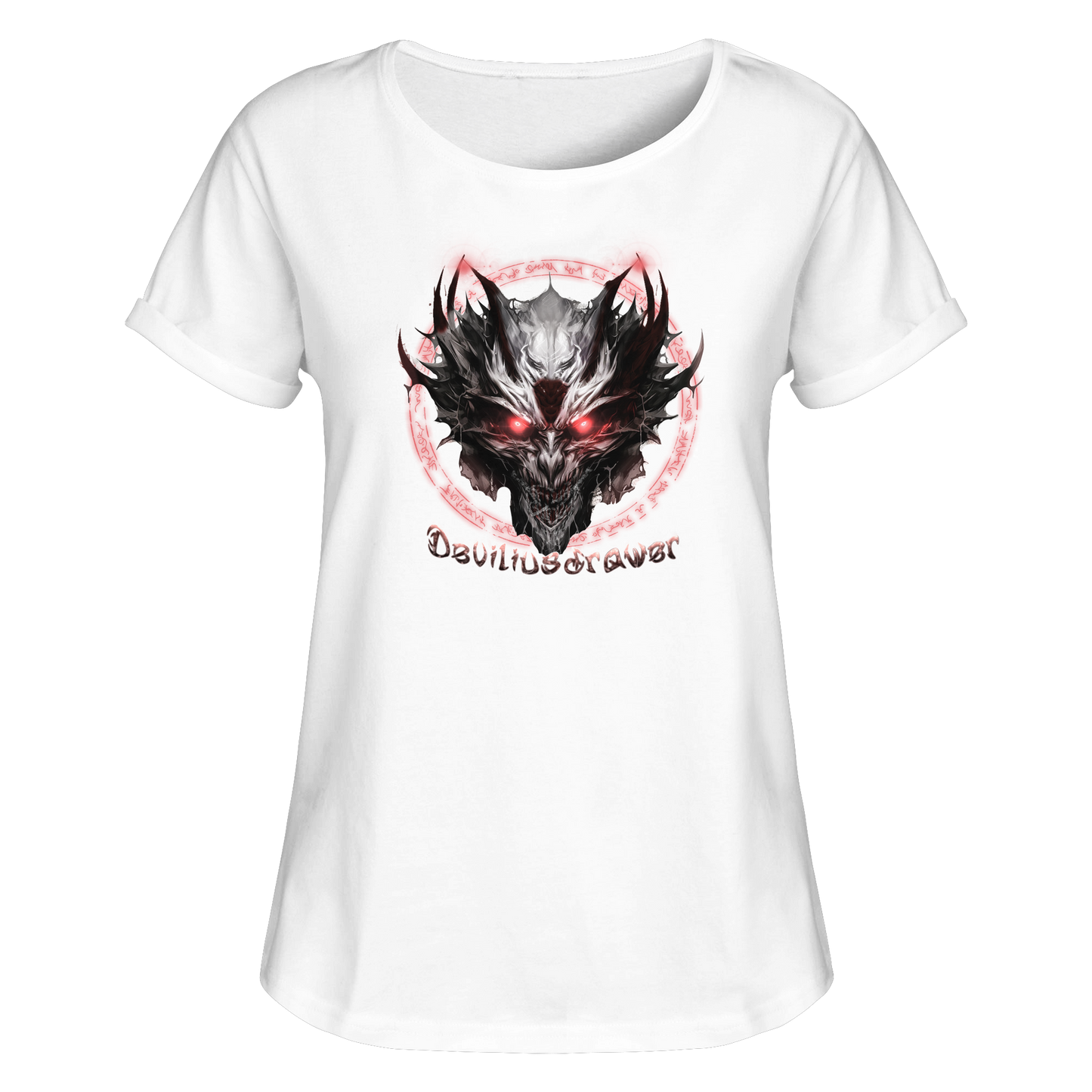 Deviliusdrawer Magic Glow Devil - Womens Roll-Up T-Shirt