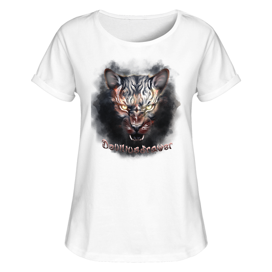 Deviliusdrawer Smoke Tiger - Womens Roll-Up T-Shirt