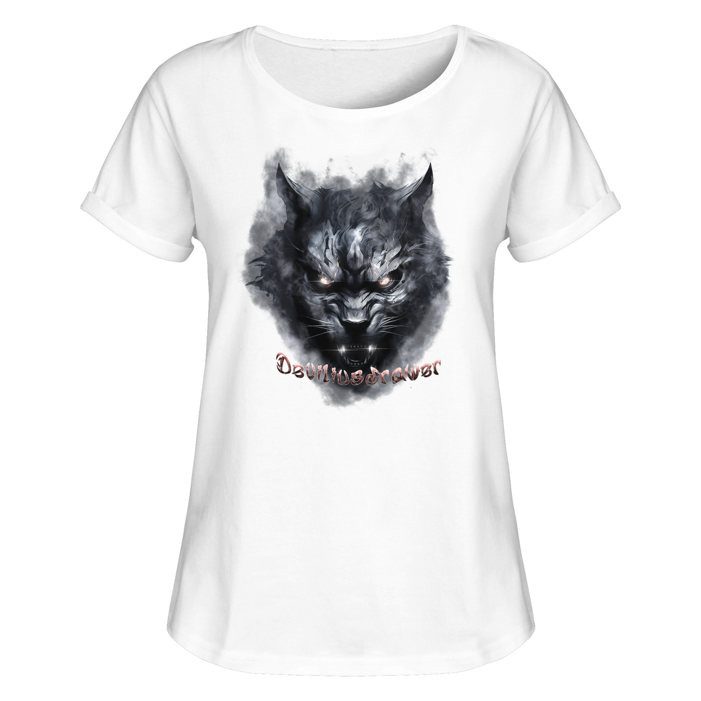 Deviliusdrawer Dark Beast Tiger  - Womens Roll-Up T-Shirt