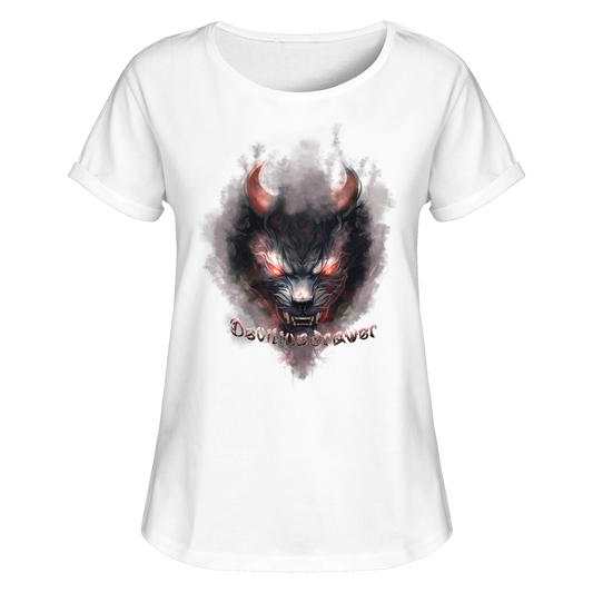 Deviliusdrawer Red Smoked Cat - Womens Roll-Up T-Shirt