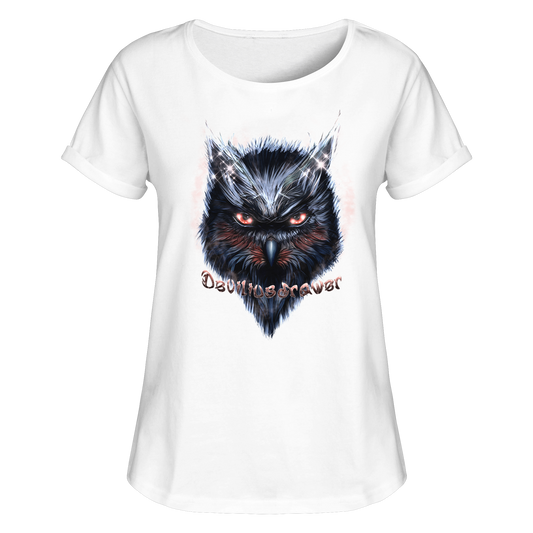 Deviliusdrawer Fire Owl - Womens Roll-Up T-Shirt