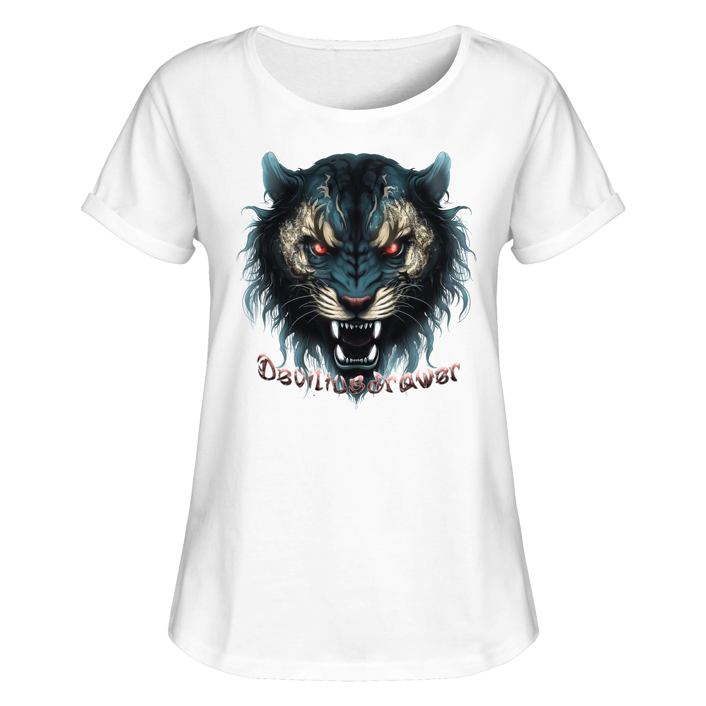 Deviliusdrawer Tigercat - Womens Roll-Up T-Shirt