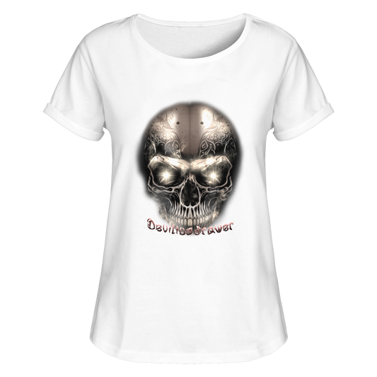 Deviliusdrawer Fire Skeleton Iron - Womens Roll-Up T-Shirt