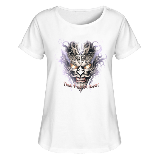 Deviliusdrawer Demon Mask Violet - Womens Roll-Up T-Shirt