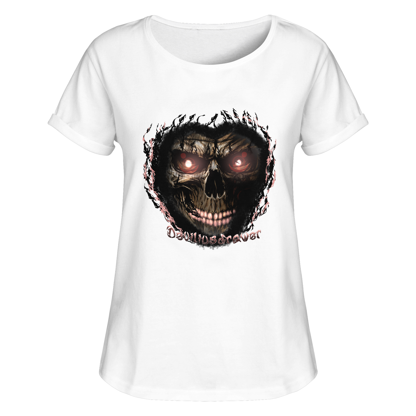 Deviliusdrawer Glow Skeleton - Womens Roll-Up T-Shirt
