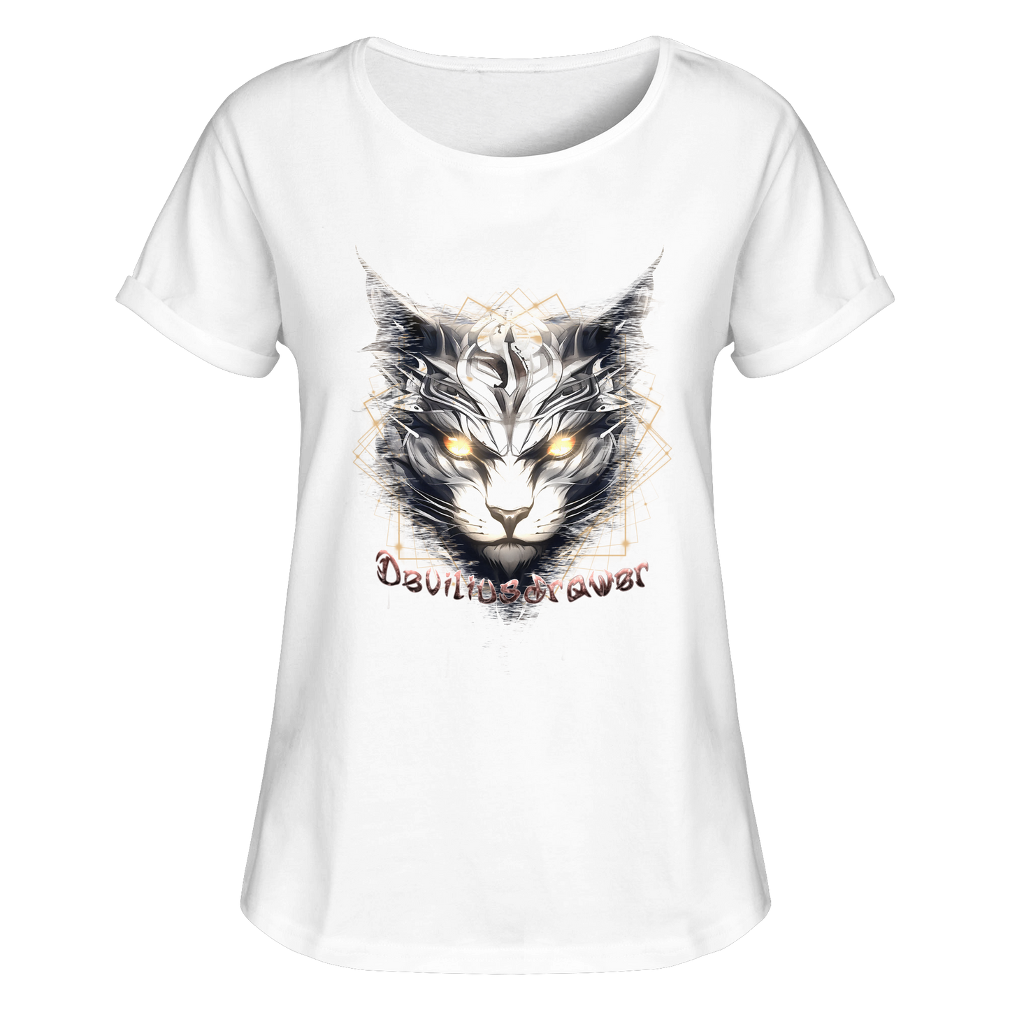 Deviliusdrawer Magician Cat - Womens Roll-Up T-Shirt