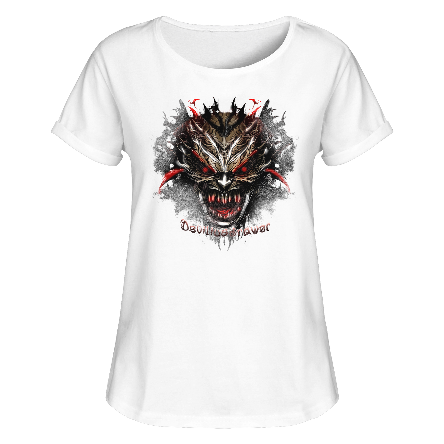 Deviliusdrawer Dark Redeyed Devil - Womens Roll-Up T-Shirt