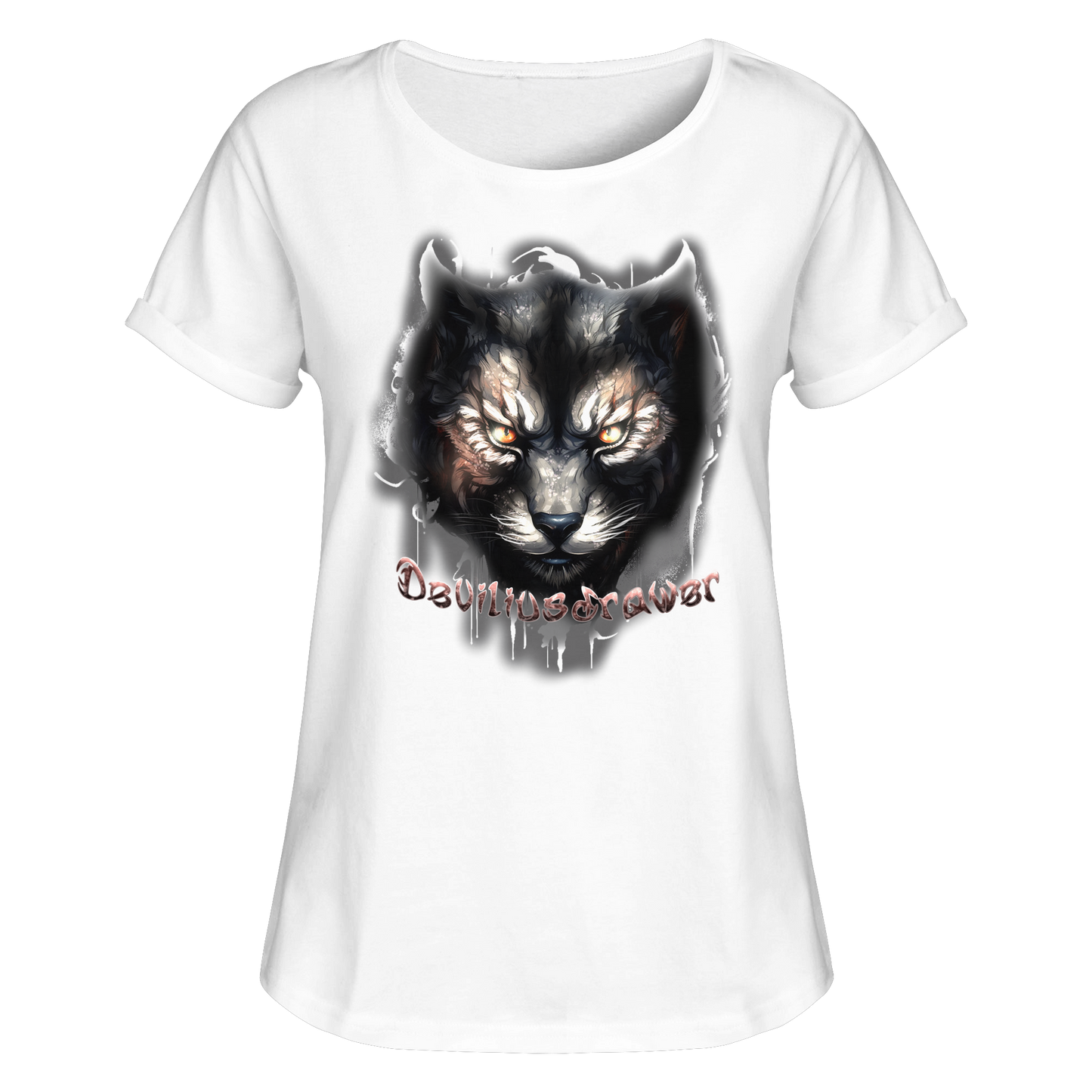 Deviliusdrawer Vampire Cat - Womens Roll-Up T-Shirt