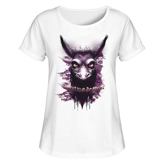 Deviliusdrawer Purple Donkey - Womens Roll-Up T-Shirt