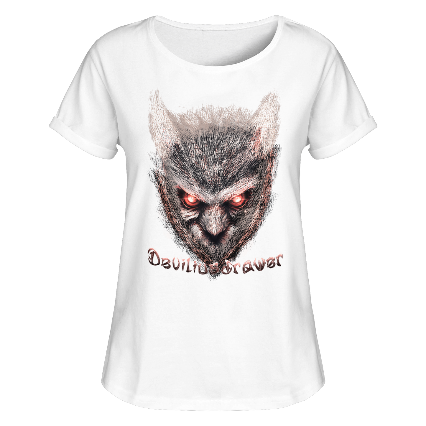 Deviliusdrawer Red Eyed Owl - Womens Roll-Up T-Shirt